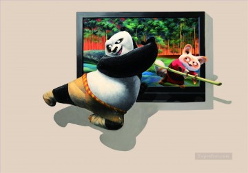 Kung Fu Panda y maestro 3D Pinturas al óleo